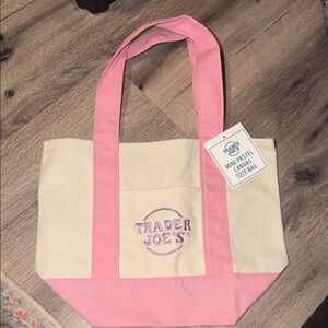 Trader Joe's Pink and Cream Canvas Tote